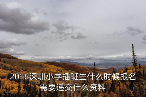 2016深圳小學插班生什么時候報名需要遞交什么資料