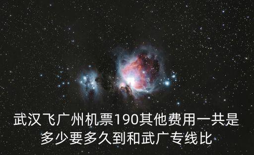 武漢飛廣州機票190其他費用一共是多少要多久到和武廣專線比