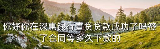 你好你在深惠銀行直貸貸款成功了嗎簽了合同等多久下款的