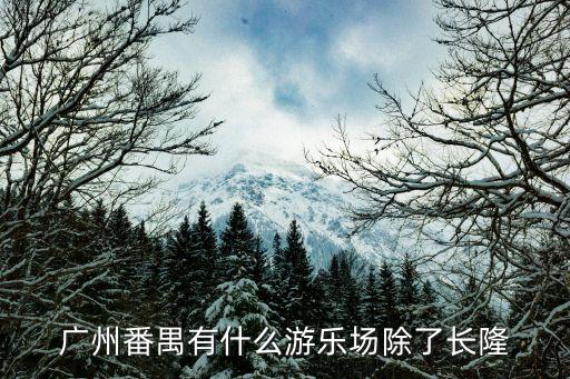 廣州番禺有什么游樂場除了長隆