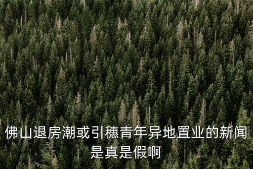 廣州利海集團新聞，佛山退房潮或引穗青年異地置業(yè)的新聞是真是假啊