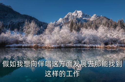 假如我想向伴唱這方面發展去那能找到這樣的工作