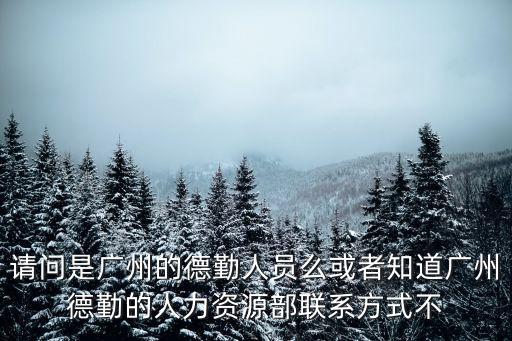 請(qǐng)問是廣州的德勤人員么或者知道廣州德勤的人力資源部聯(lián)系方式不