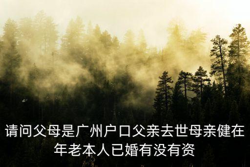 請(qǐng)問(wèn)父母是廣州戶口父親去世母親健在年老本人已婚有沒(méi)有資
