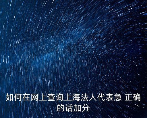如何在網上查詢上海法人代表急 正確的話加分