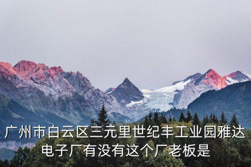 廣州市白云區(qū)三元里世紀豐工業(yè)園雅達電子廠有沒有這個廠老板是