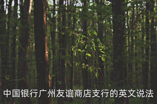 廣州友誼 英文，中國銀行廣州友誼商店支行的英文說法