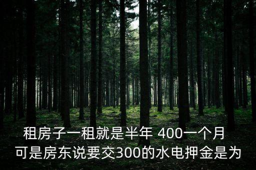 深圳房東收水電費(fèi)押金，租房子一租就是半年 400一個月 可是房東說要交300的水電押金是為