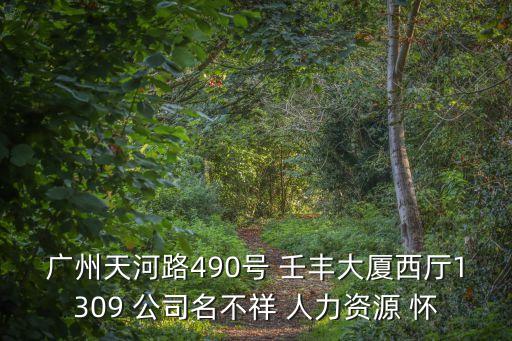 廣州天河路490號 壬豐大廈西廳1309 公司名不祥 人力資源 懷
