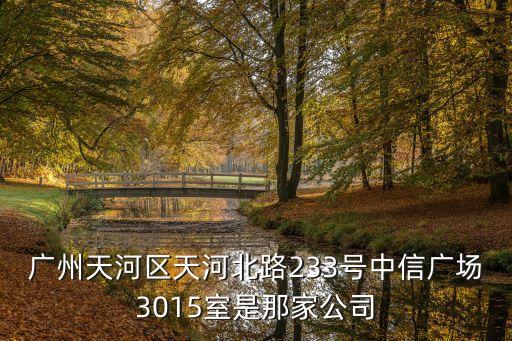 廣州富田機油公司，廣州天河區(qū)天河北路233號中信廣場3015室是那家公司