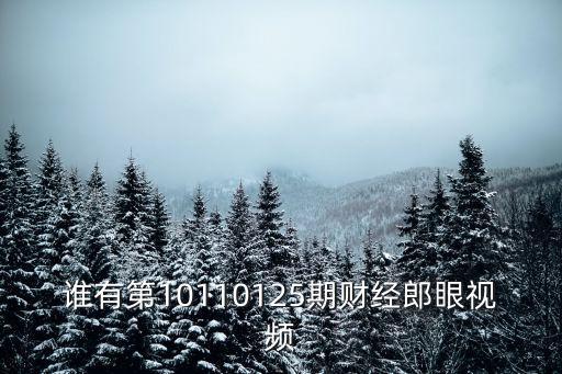 cctv財(cái)經(jīng)頻道深圳丁擴(kuò)容，誰有第10110125期財(cái)經(jīng)郎眼視頻