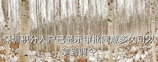 深圳積分入戶已顯示審批同意多久可以拿到調令