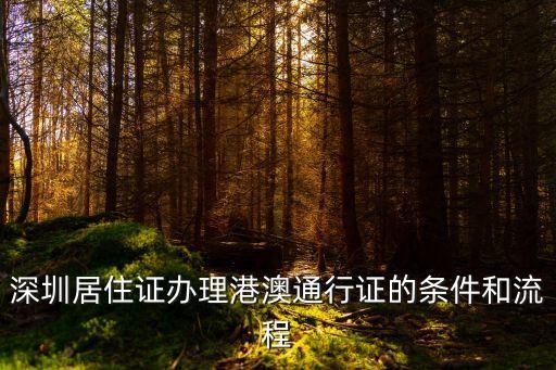 深圳居住證辦理港澳通行證的條件和流程