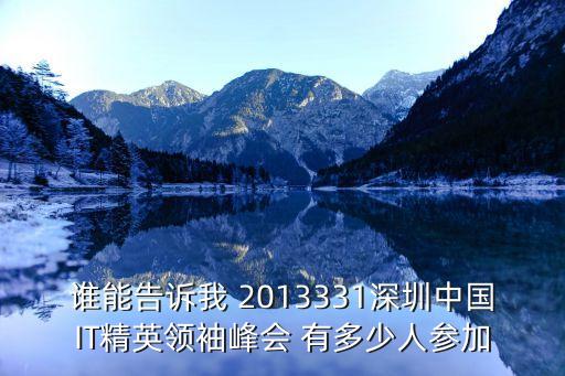 誰能告訴我 2013331深圳中國IT精英領袖峰會 有多少人參加