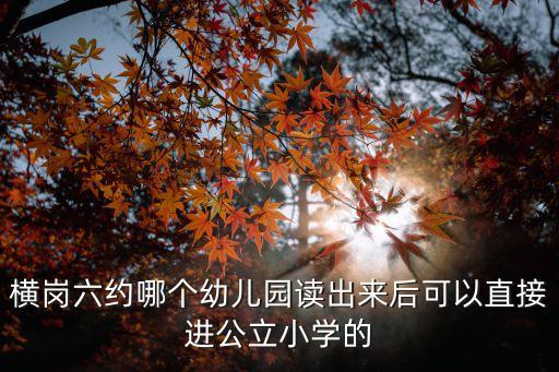 橫崗六約哪個幼兒園讀出來后可以直接進公立小學的