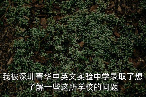我被深圳菁華中英文實驗中學錄取了想了解一些這所學校的問題