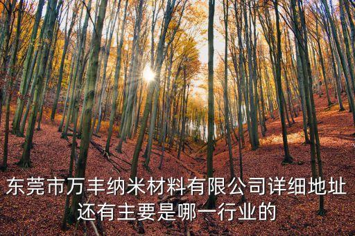 東莞市萬豐納米材料有限公司詳細地址還有主要是哪一行業的