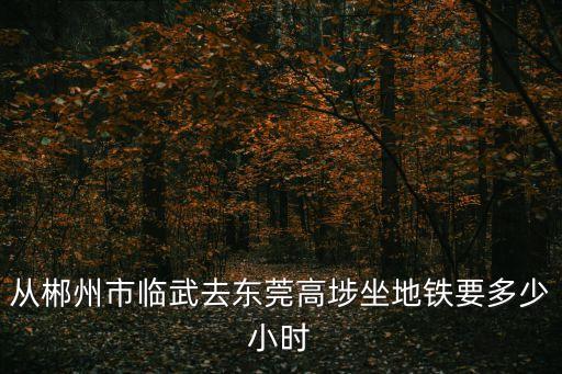 從郴州市臨武去東莞高埗坐地鐵要多少小時(shí)