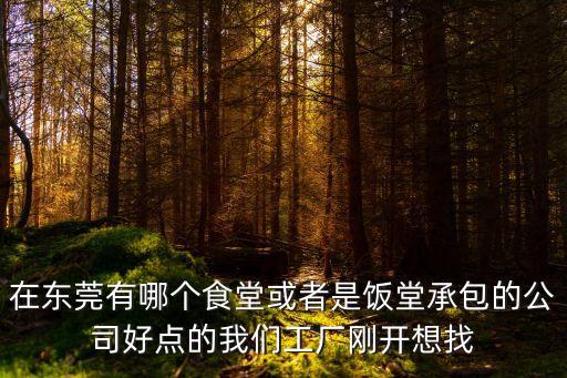 在東莞有哪個食堂或者是飯堂承包的公司好點的我們工廠剛開想找