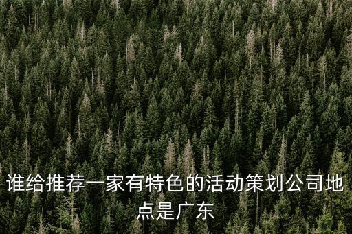 誰給推薦一家有特色的活動策劃公司地點是廣東