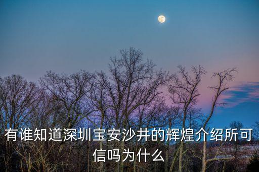 有誰知道深圳寶安沙井的輝煌介紹所可信嗎為什么