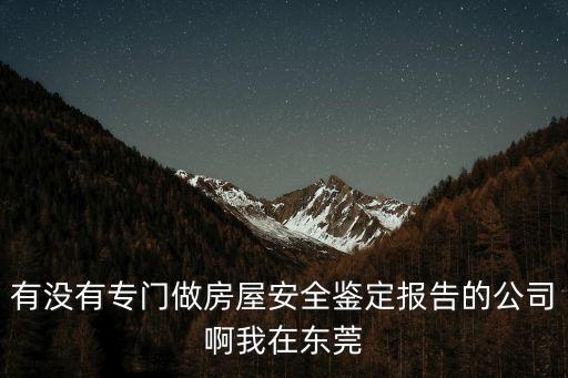 有沒有專門做房屋安全鑒定報告的公司啊我在東莞