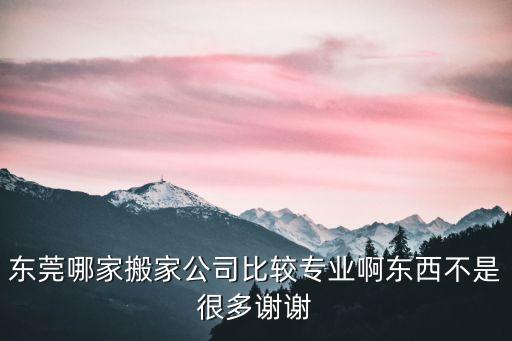 東莞哪家搬家公司比較專業啊東西不是很多謝謝