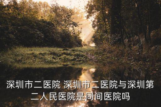 深圳市二醫院 深圳市二醫院與深圳第二人民醫院是同間醫院嗎