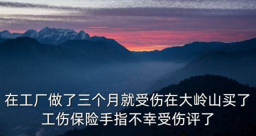 在工廠做了三個月就受傷在大嶺山買了工傷保險手指不幸受傷評了