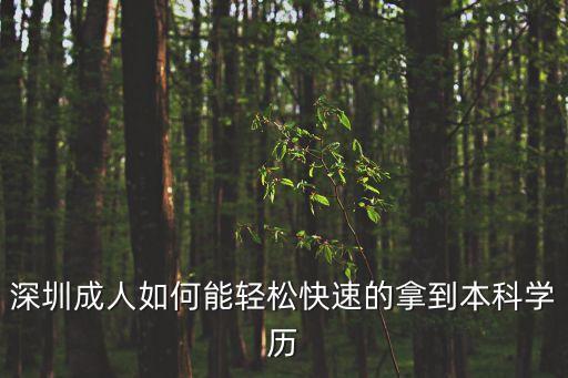 深圳成人如何能輕松快速的拿到本科學(xué)歷