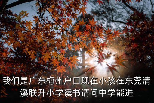 我們是廣東梅州戶口現(xiàn)在小孩在東莞清溪聯(lián)升小學(xué)讀書(shū)請(qǐng)問(wèn)中學(xué)能進(jìn)