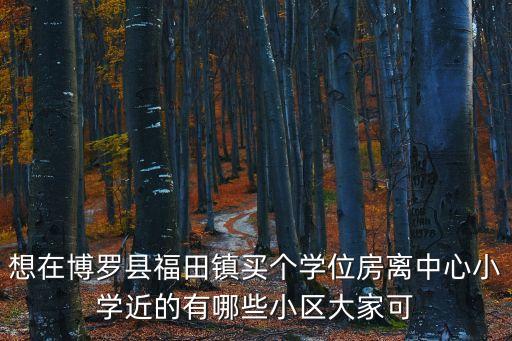 想在博羅縣福田鎮買個學位房離中心小學近的有哪些小區大家可