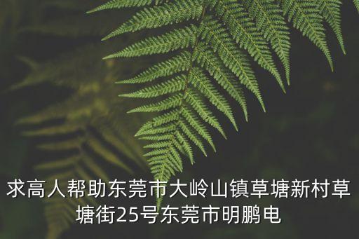 求高人幫助東莞市大嶺山鎮(zhèn)草塘新村草塘街25號(hào)東莞市明鵬電