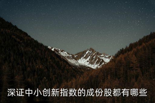 深證中小創新指數的成份股都有哪些