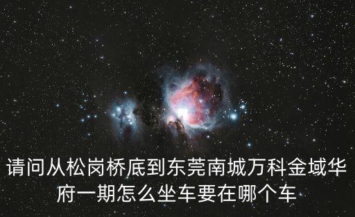 請問從松崗橋底到東莞南城萬科金域華府一期怎么坐車要在哪個車
