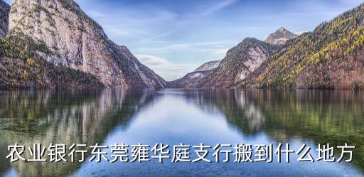 農業銀行東莞雍華庭支行搬到什么地方