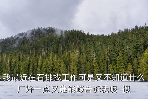 我最近在石排找工作可是又不知道什么廠好一點又誰能夠告訴我呢  搜