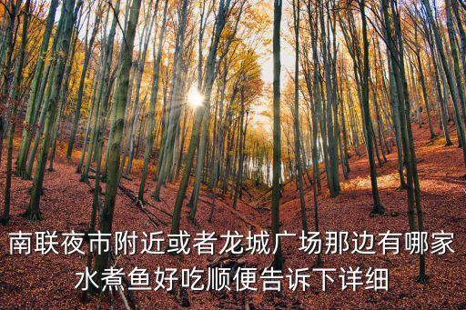 南聯(lián)夜市附近或者龍城廣場那邊有哪家水煮魚好吃順便告訴下詳細