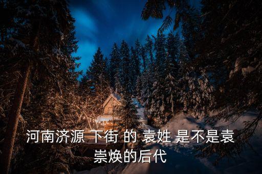 河南濟源 下街 的 袁姓 是不是袁崇煥的后代