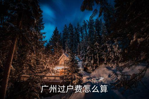 廣州過戶費怎么算