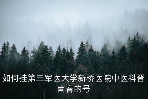 如何掛第三軍醫大學新橋醫院中醫科晉南春的號