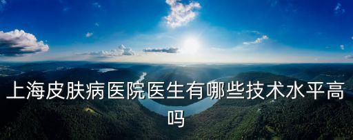 上海皮膚病醫院醫生有哪些技術水平高嗎