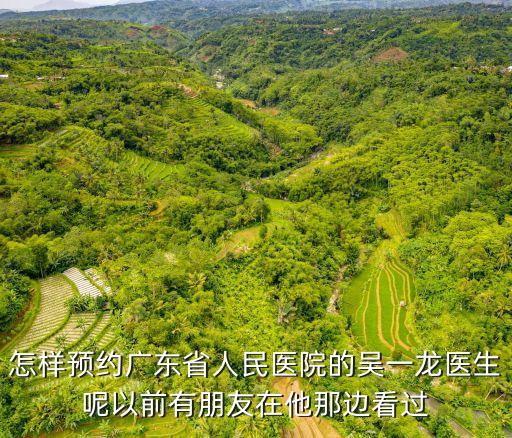 怎樣預約廣東省人民醫院的吳一龍醫生呢以前有朋友在他那邊看過