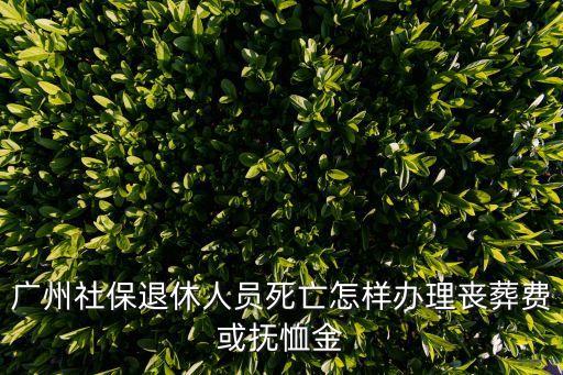 廣州醫保死亡撫恤金，廣州社保退休人員死亡怎樣辦理喪葬費或撫恤金
