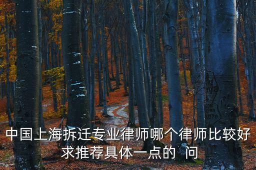 中國(guó)上海拆遷專業(yè)律師哪個(gè)律師比較好 求推薦具體一點(diǎn)的  問(wèn)