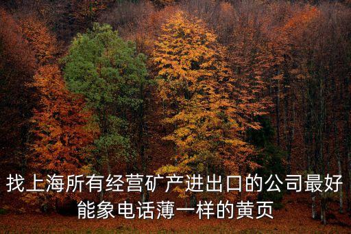 找上海所有經營礦產進出口的公司最好能象電話薄一樣的黃頁