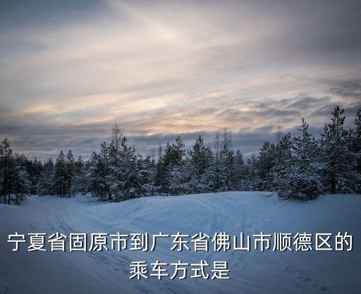 寧夏省固原市到廣東省佛山市順德區的乘車方式是