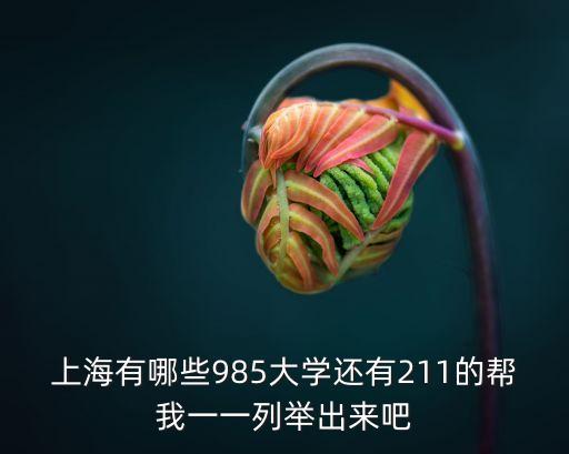 上海的985大學，上海有哪些985大學還有211的幫我一一列舉出來吧