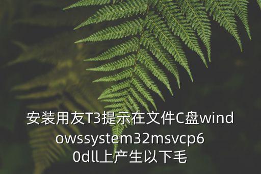 安裝用友T3提示在文件C盤(pán)windowssystem32msvcp60dll上產(chǎn)生以下毛