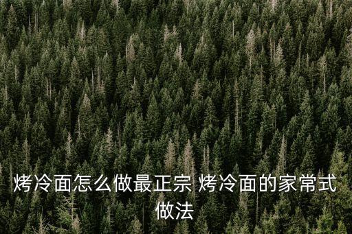 烤冷面的做法，烤冷面怎么做最正宗 烤冷面的家常式做法